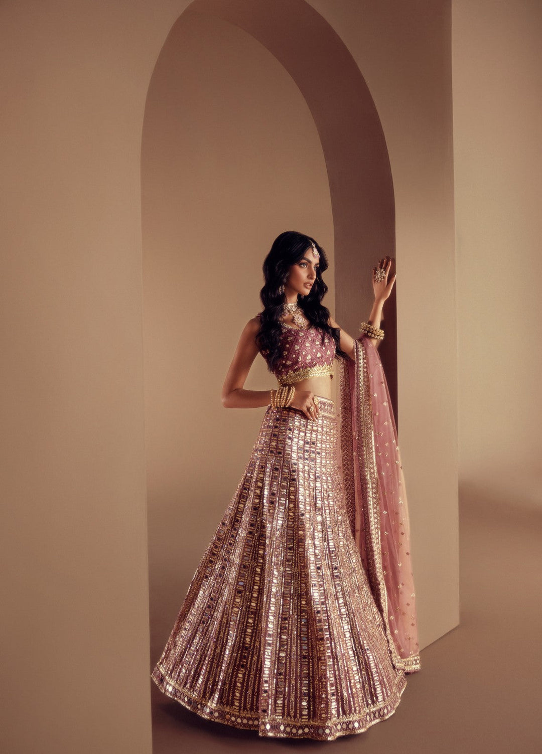 Elaya by House of Nyyra Unstitched 3 Piece Hand work Mauve Saree - Wedding Collection