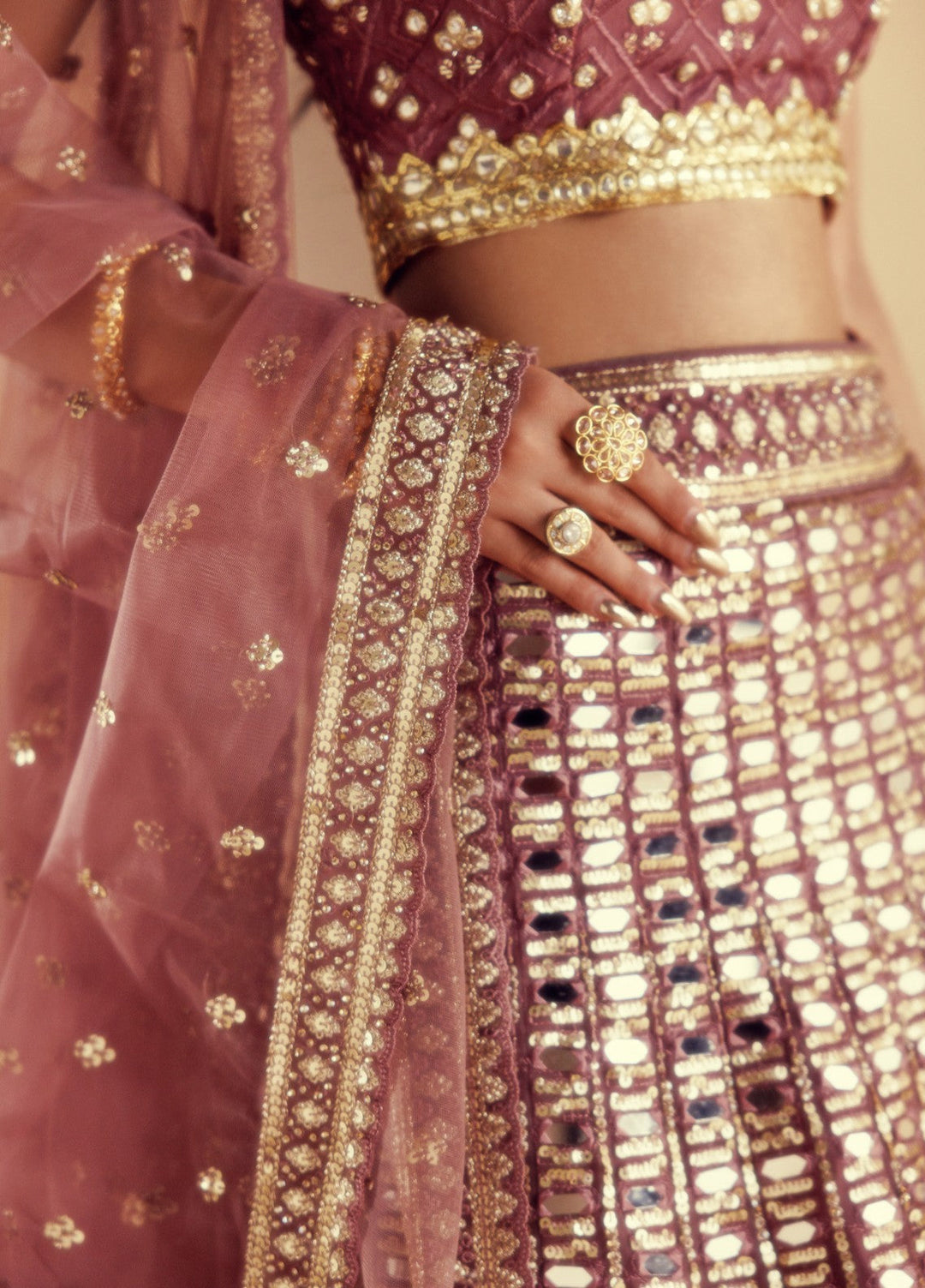 Elaya by House of Nyyra Unstitched 3 Piece Hand work Mauve Saree - Wedding Collection