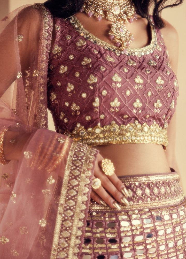 Elaya by House of Nyyra Unstitched 3 Piece Hand work Mauve Saree - Wedding Collection