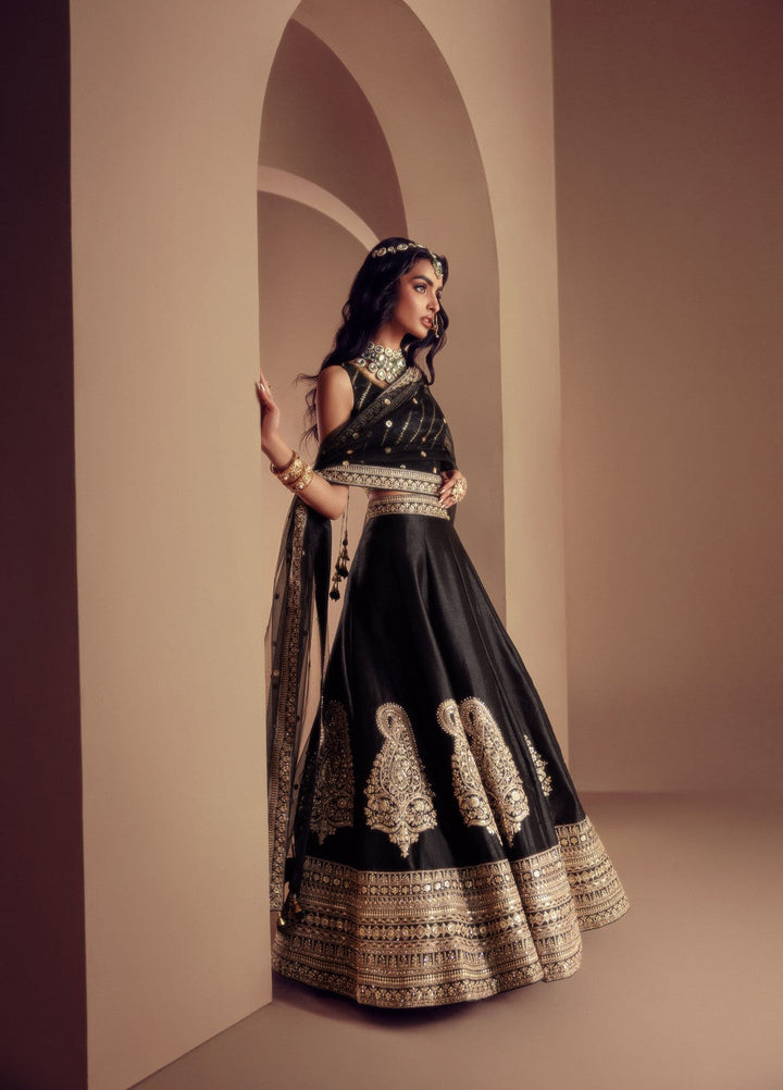 Elaya by House of Nyyra Unstitched 3 Piece Hand work Black and gold - Wedding Collection
