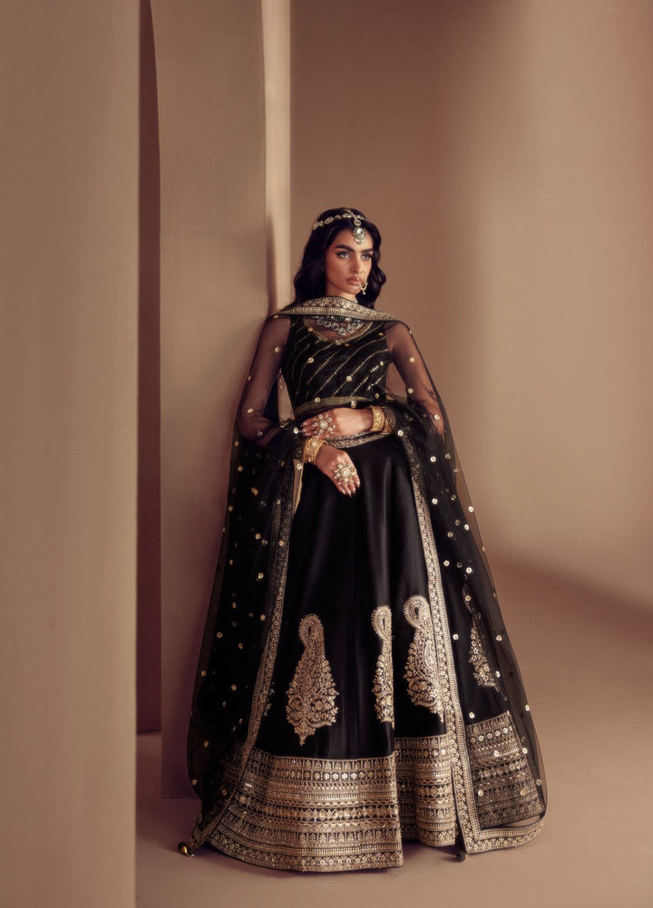Elaya by House of Nyyra Unstitched 3 Piece Hand work Black and gold - Wedding Collection