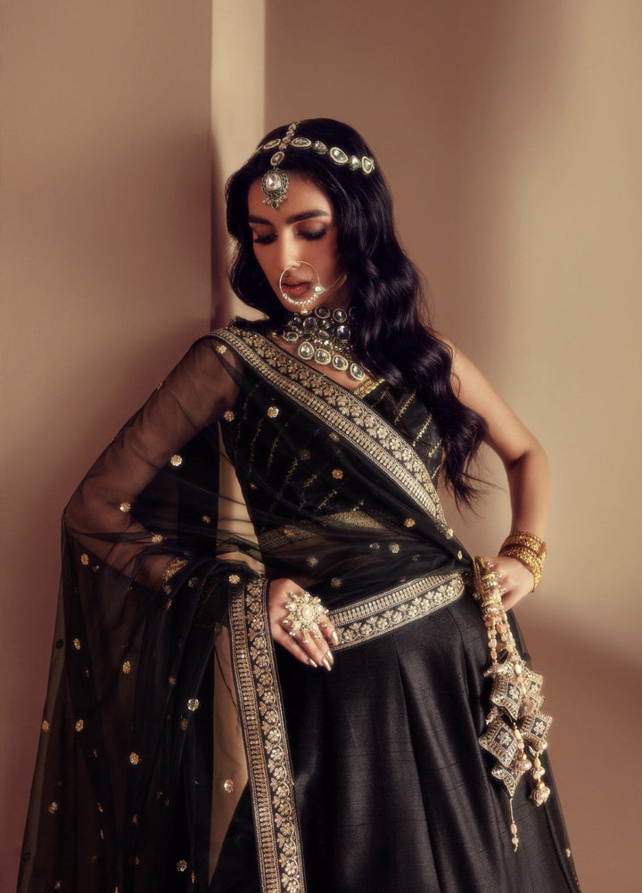 Elaya by House of Nyyra Unstitched 3 Piece Hand work Black and gold - Wedding Collection