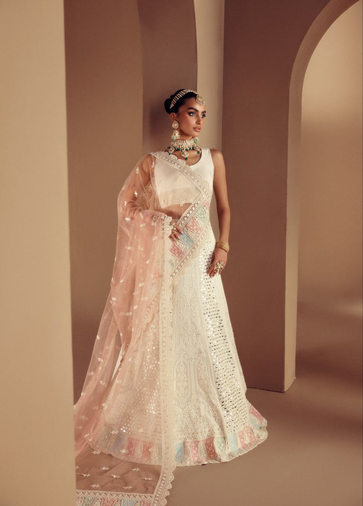 Elaya by House of Nyyra Unstitched 3 Piece Hand work White thread - Wedding Collection