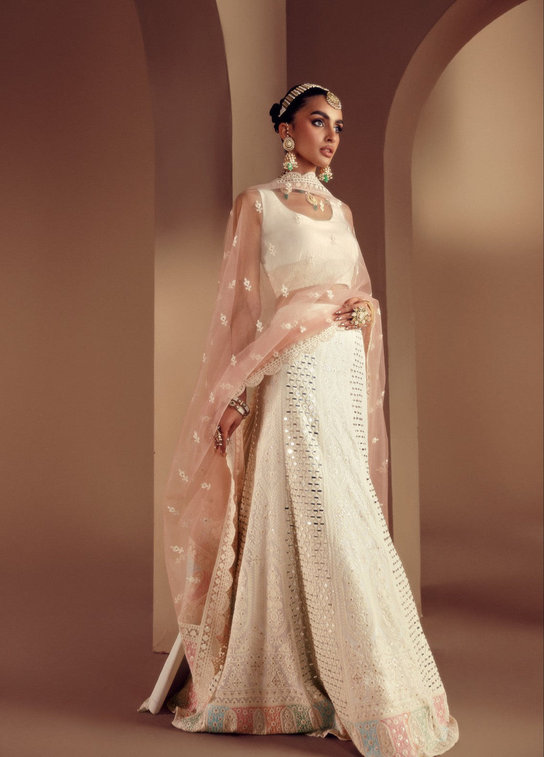 Elaya by House of Nyyra Unstitched 3 Piece Hand work White thread - Wedding Collection