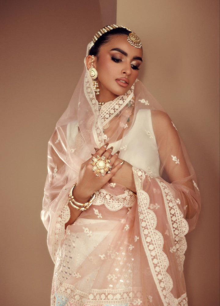 Elaya by House of Nyyra Unstitched 3 Piece Hand work White thread - Wedding Collection