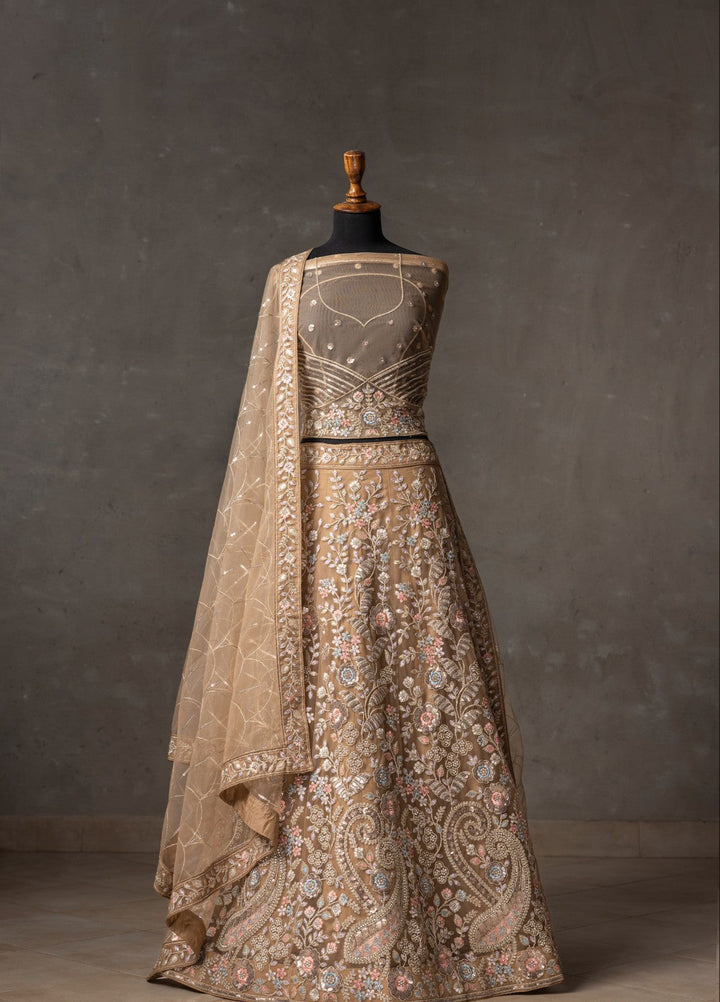 Elaya by House of Nyyra Unstitched 3 Piece Hand work Light brown net - Wedding Collection