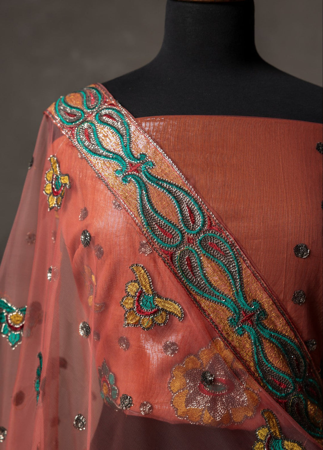 Elaya by House of Nyyra Unstitched 3 Piece Embossed Shimmery net brown - Festive Collection