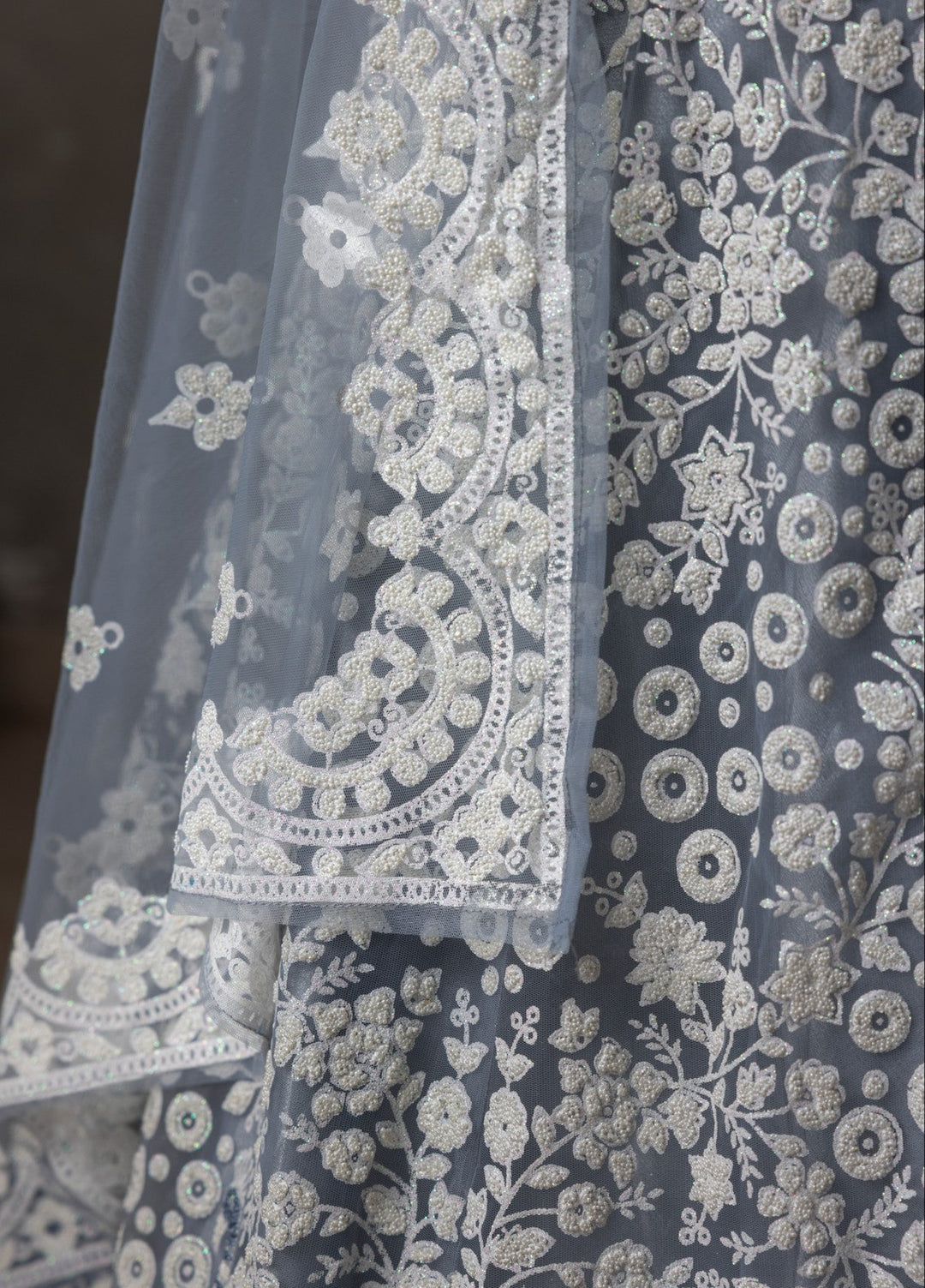 Elaya by House of Nyyra Unstitched 3 Piece Embossed Blue and white shimmery - Festive Collection