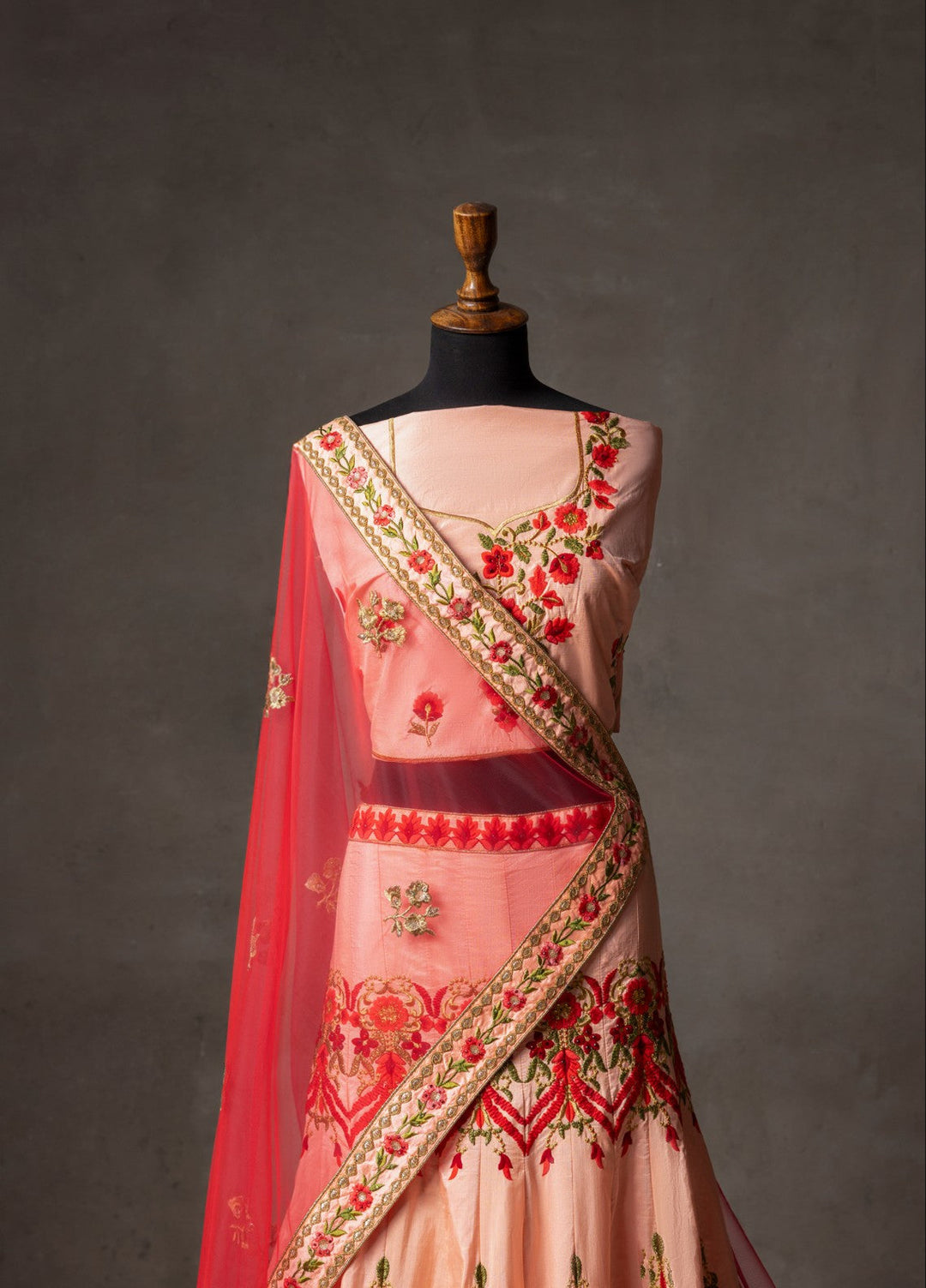 Elaya by House of Nyyra Unstitched 3 Piece Embroidered Peach And Red - Festive Collection