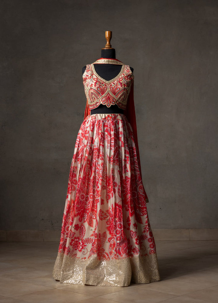 Elaya by House of Nyyra Unstitched 3 Piece Embroidered Orange and Red - Festive Collection