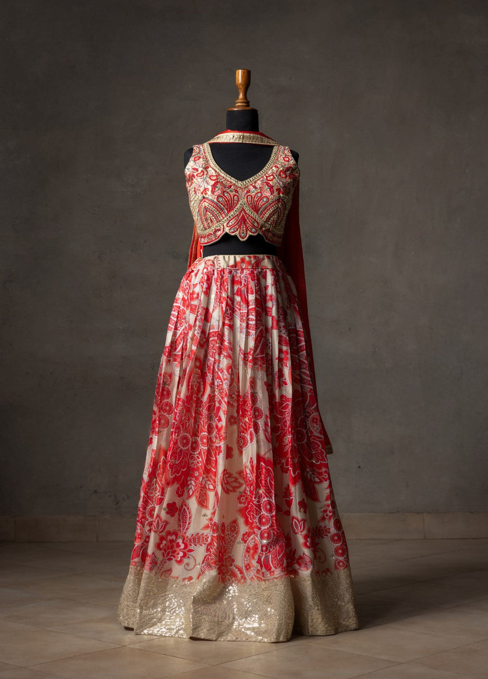 Elaya by House of Nyyra Unstitched 3 Piece Embroidered Orange and Red - Festive Collection