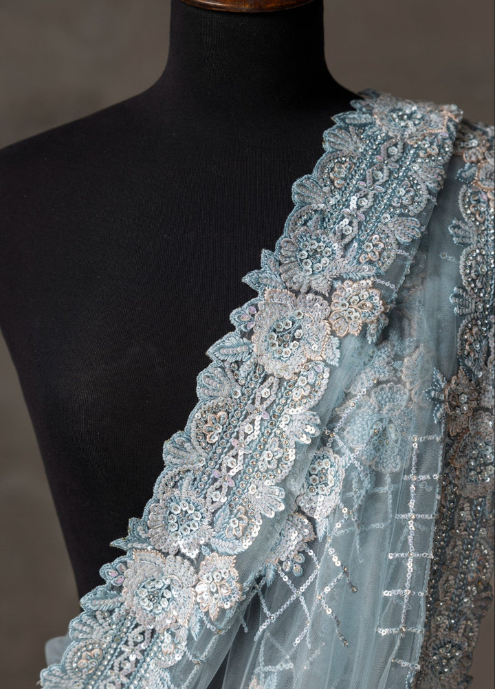 Elaya by House of Nyyra Unstitched 2 Piece Hand work Grey Saree - Wedding Collection