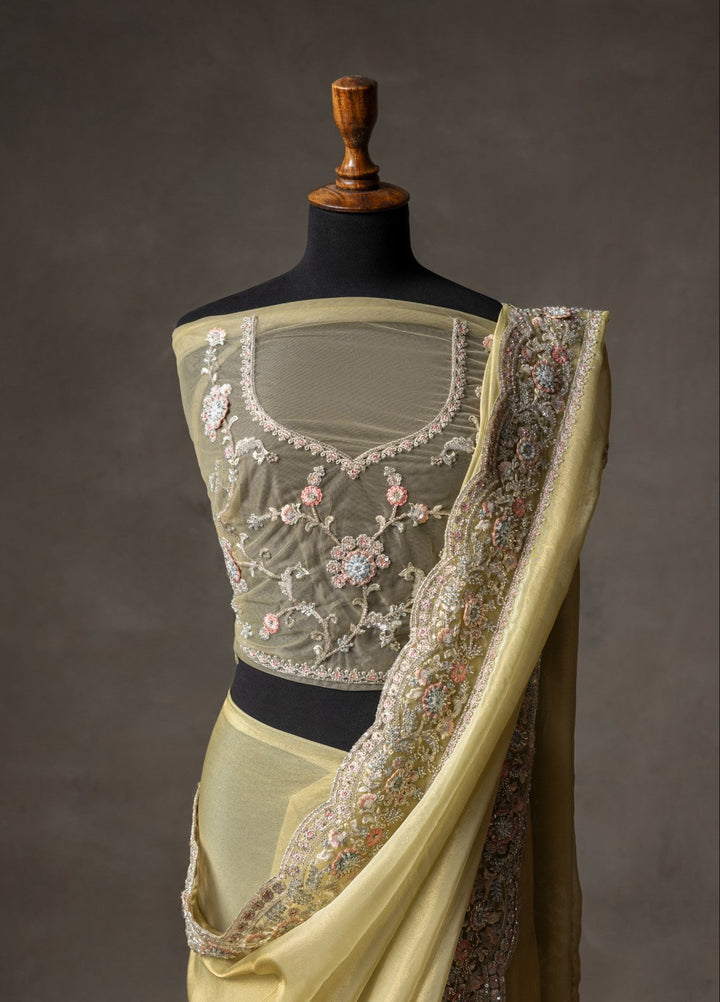 Elaya by House of Nyyra Unstitched 2 Piece Hand work Yellow Saree - Formals Collection