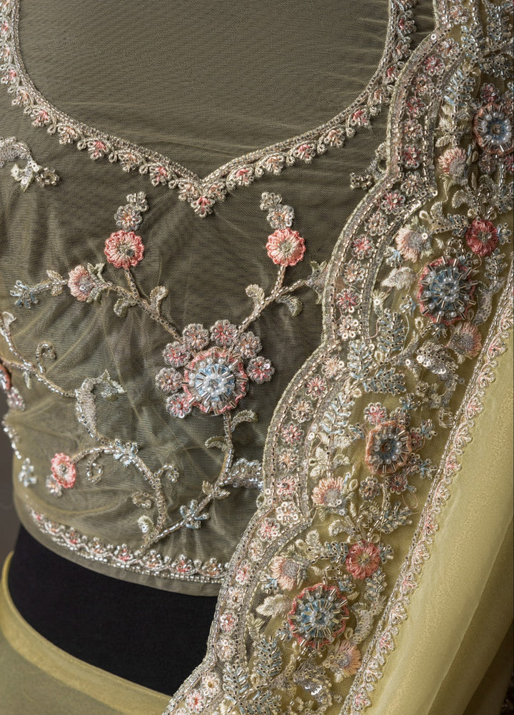 Elaya by House of Nyyra Unstitched 2 Piece Hand work Yellow Saree - Formals Collection