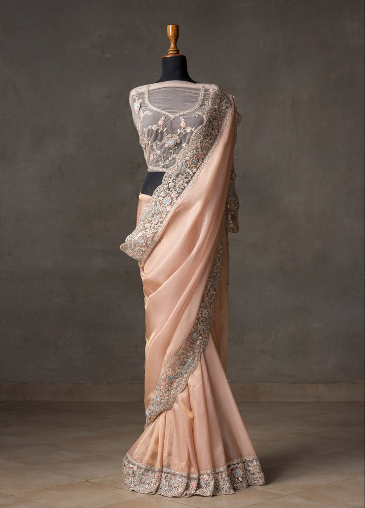 Elaya by House of Nyyra Unstitched 2 Piece Hand work Pink Saree - Formals Collection