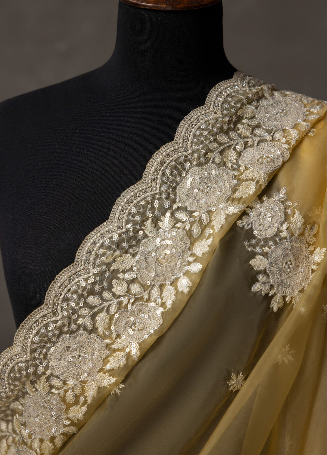 Elaya by House of Nyyra Unstitched 2 Piece Embroidered Pale Saree - Formals Collection