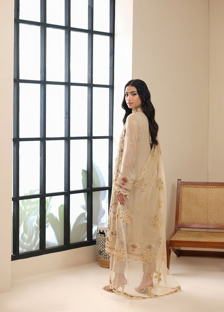 Era by Waresha Women Embroidered Chiffon 3 Piece Suit Desert Rose WFE-02 - Formals Collection