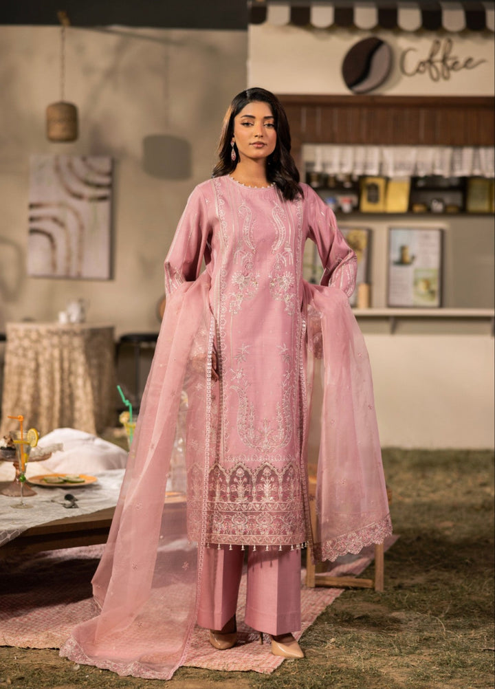 Blue Moon by Ruby Suleiman Pret 3 Piece Embroidered Viscose with Organza Moonlit Rose - Casual Collection