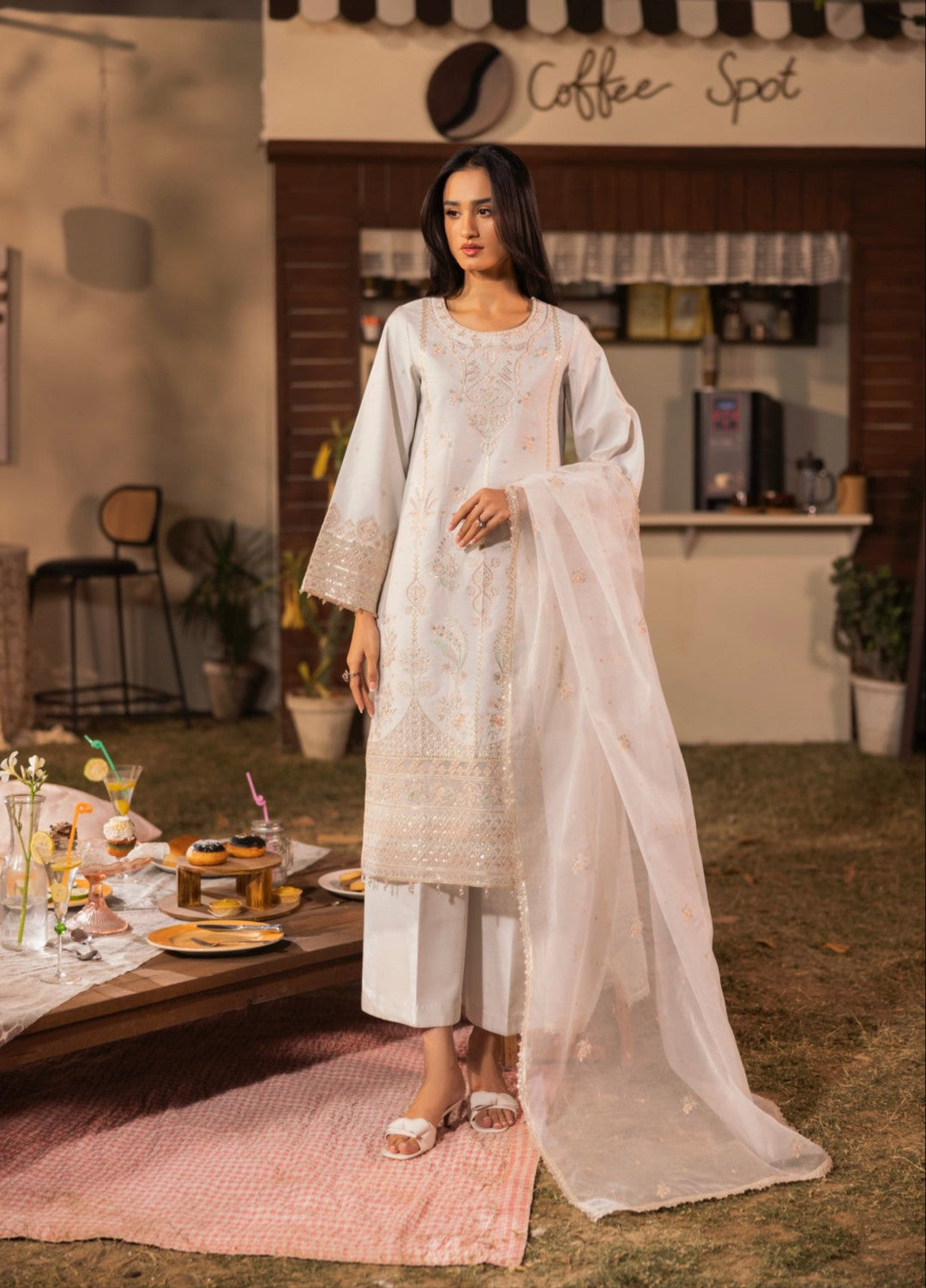 Blue Moon by Ruby Suleiman Pret 3 Piece Embroidered Viscose with Organza Snowdrop Whisper - Casual Collection
