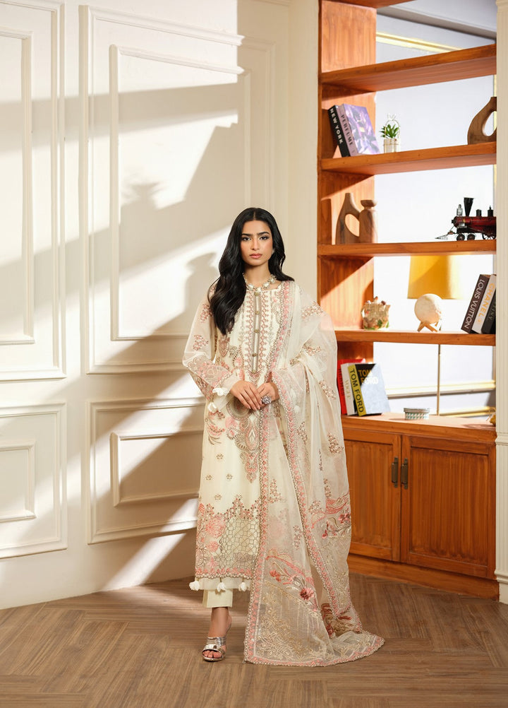 Era by Waresha Women Embroidered Chiffon 3 Piece Suit Pearl Mirage WFE-04 - Formals Collection