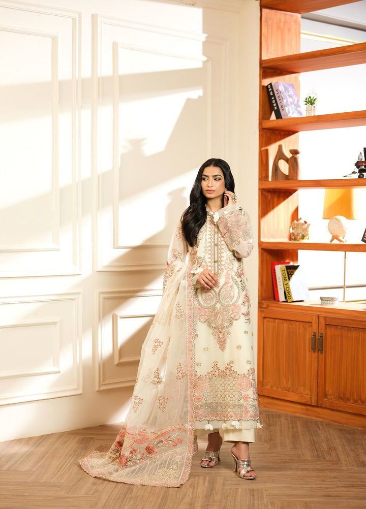 Era by Waresha Women Embroidered Chiffon 3 Piece Suit Pearl Mirage WFE-04 - Formals Collection