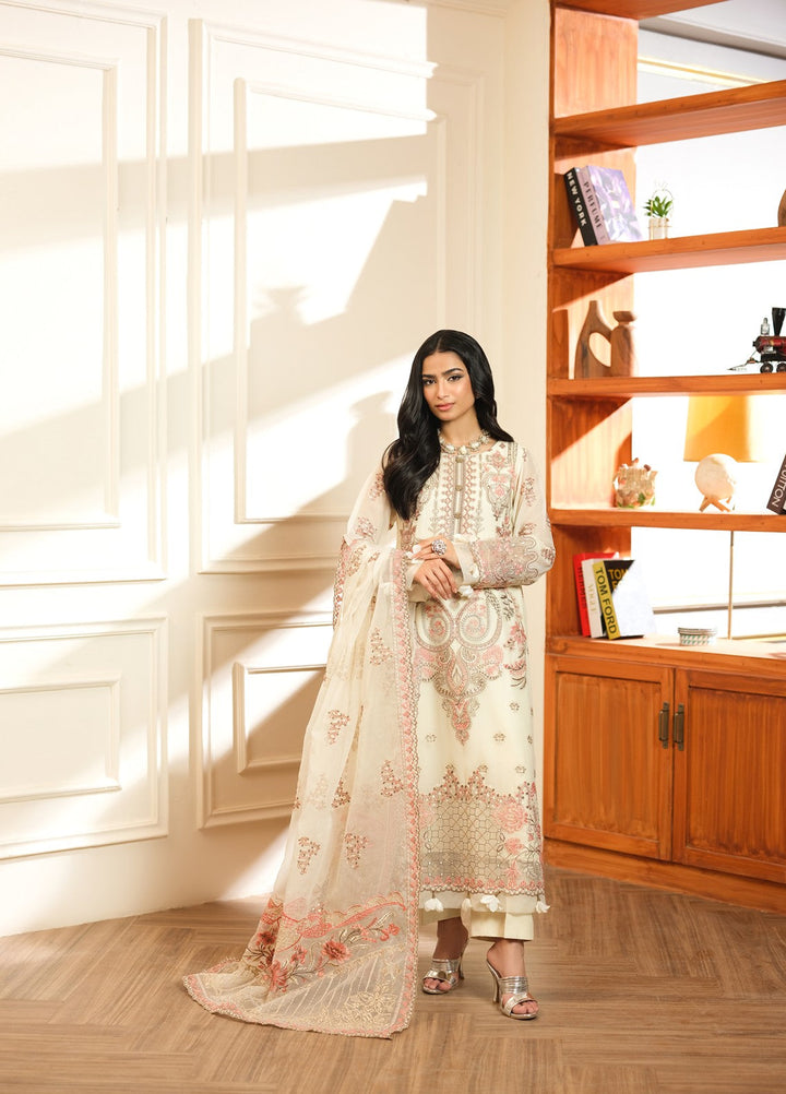 Era by Waresha Women Embroidered Chiffon 3 Piece Suit Pearl Mirage WFE-04 - Formals Collection