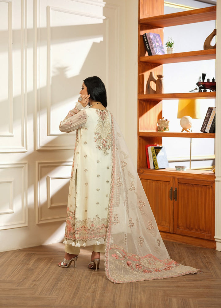 Era by Waresha Women Embroidered Chiffon 3 Piece Suit Pearl Mirage WFE-04 - Formals Collection