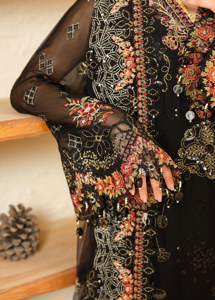 Era by Waresha Women Embroidered Chiffon 3 Piece Suit Obsidian Bloom WFE-05 - Formals Collection