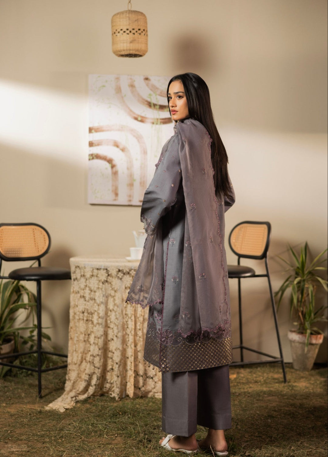 Blue Moon by Ruby Suleiman Pret 3 Piece Embroidered Viscose with Organza Midnight Ember - Casual Collection