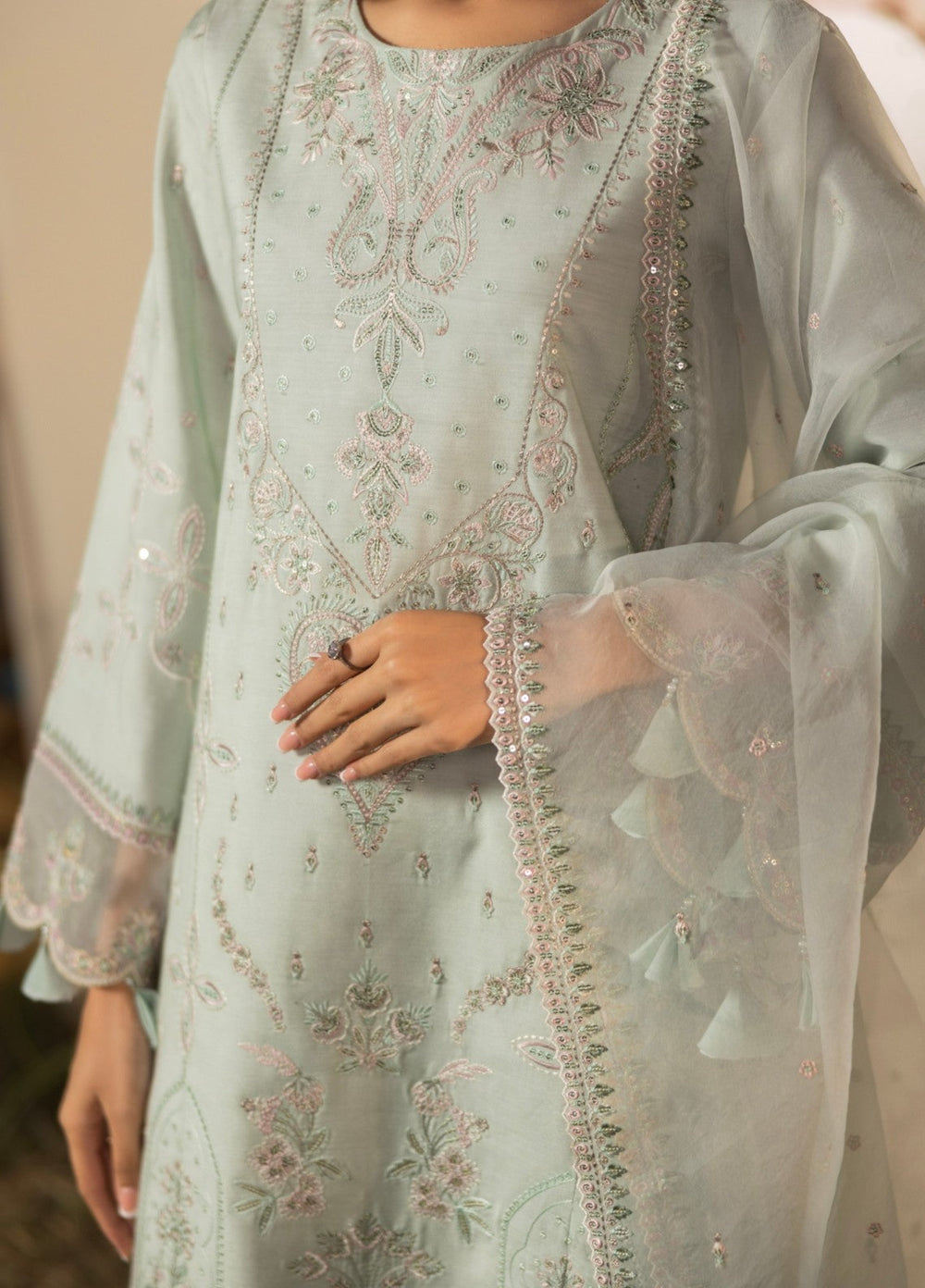 Blue Moon by Ruby Suleiman Pret 3 Piece Embroidered Viscose with Organza Winter Mist - Casual Collection
