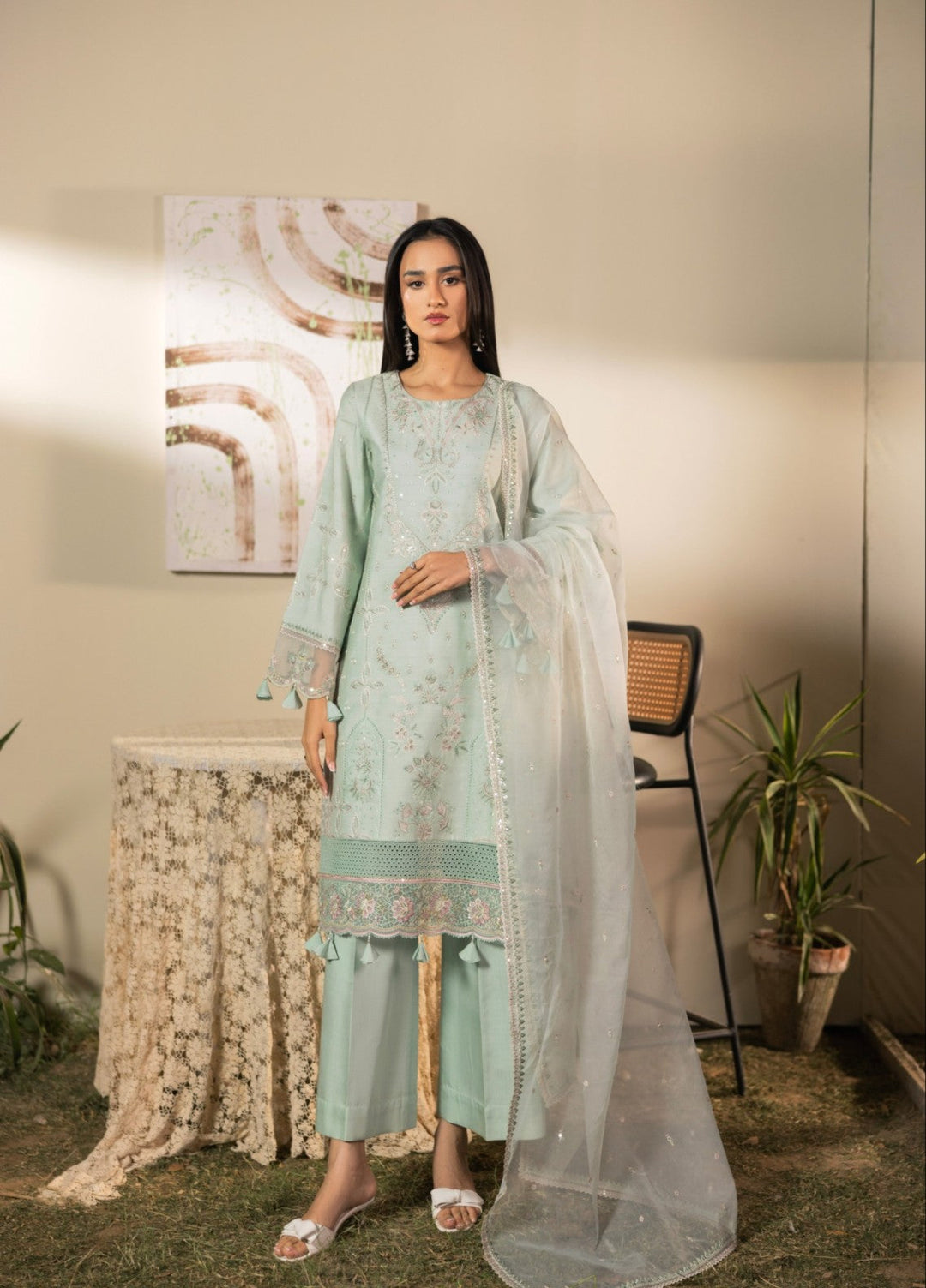 Blue Moon by Ruby Suleiman Pret 3 Piece Embroidered Viscose with Organza Winter Mist - Casual Collection