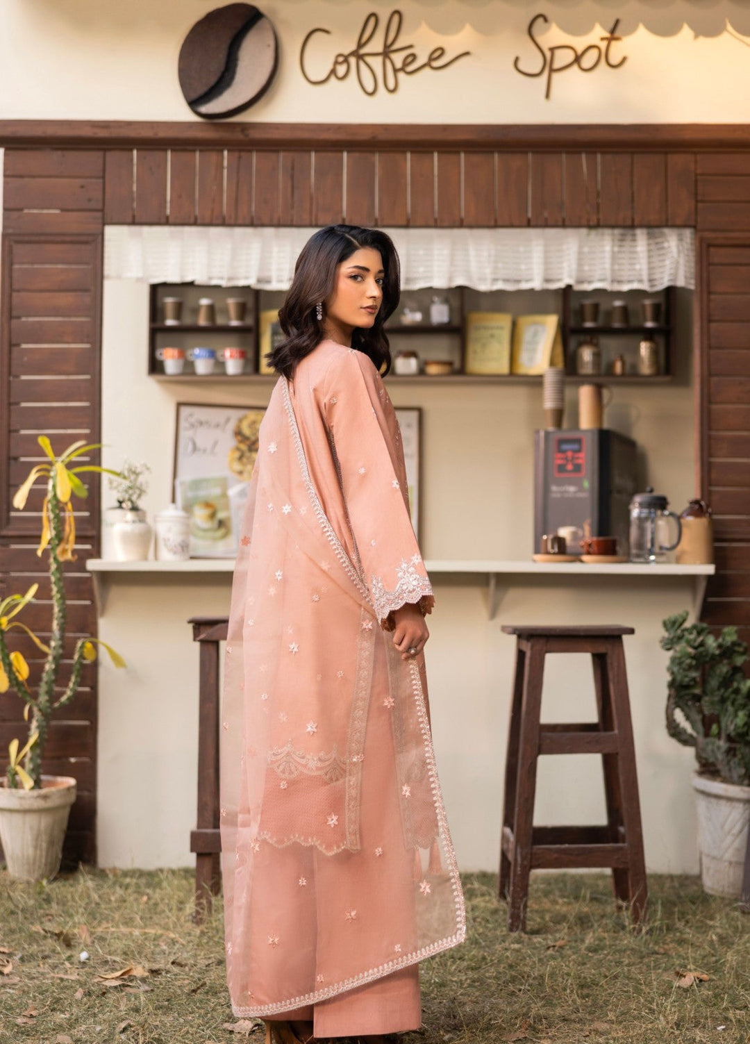 Blue Moon by Ruby Suleiman Pret 3 Piece Embroidered Viscose with Organza Blushing Ember - Casual Collection