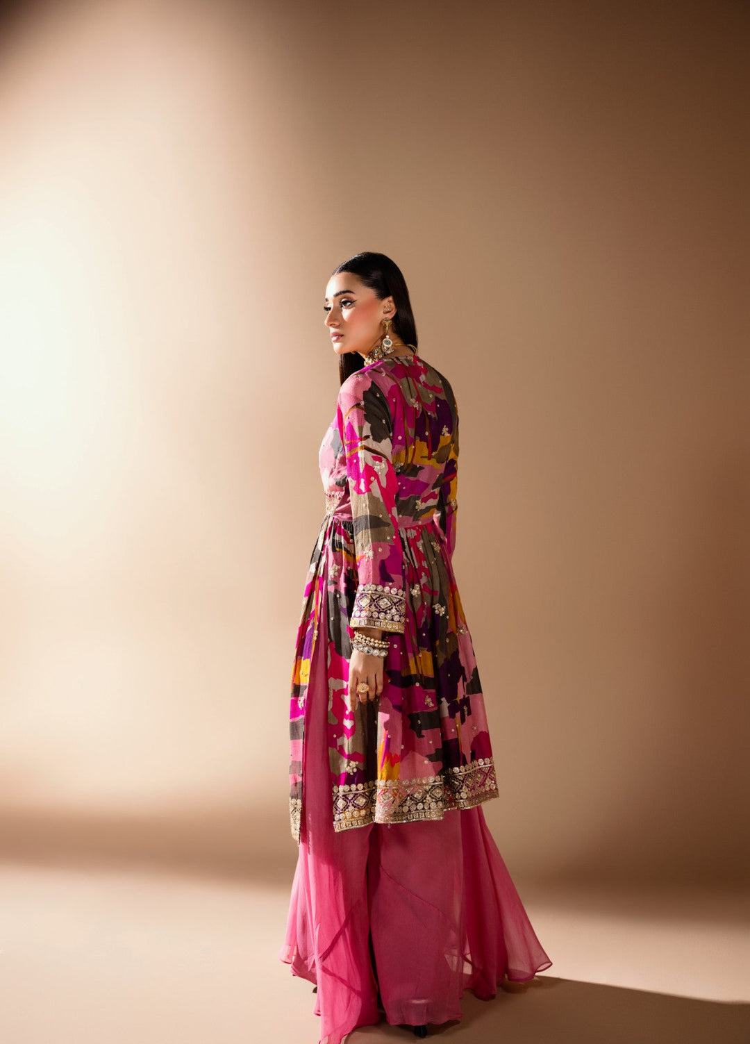 Gia by House Of Nyyra Women Pret Embroidered 3 Piece Chiffon Crepe Blouse And Palazzo Pants - Festive Collection