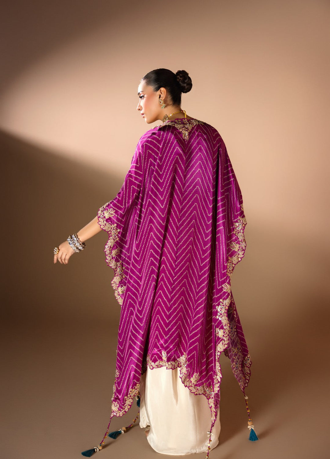 Gia by House Of Nyyra Women Pret Embroidered 3 Piece Silk Skirt Set With Cape - Festive Collection