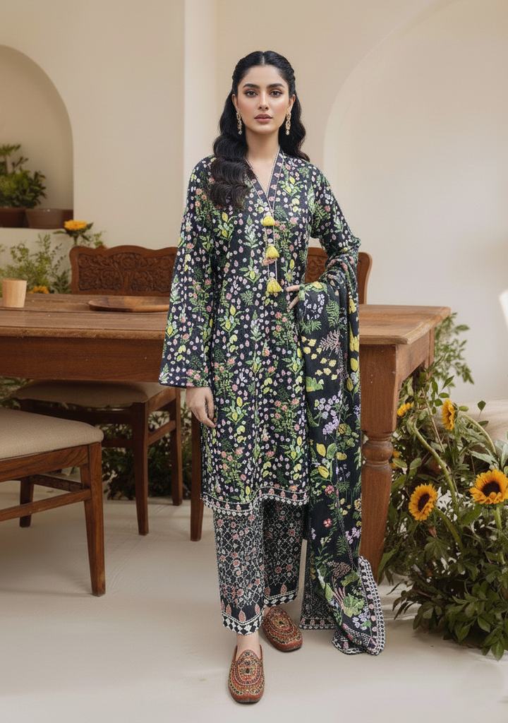 Stitching Cotton Women Pret Printed 3 Piece Khaddar D-04 - Winter Collection