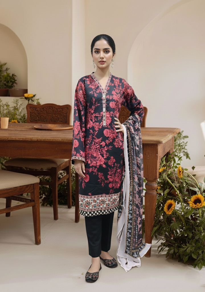 Stitching Cotton Women Pret Printed 3 Piece Khaddar D-03 - Winter Collection
