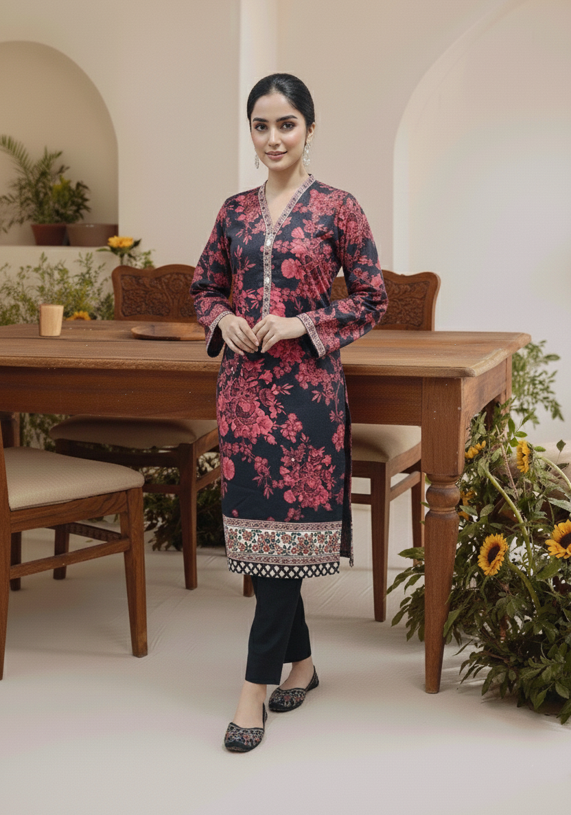 Stitching Cotton Women Pret Printed 3 Piece Khaddar D-03 - Winter Collection