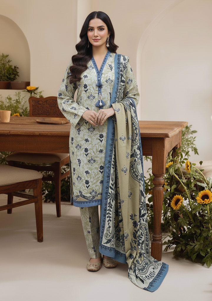 Stitching Cotton Women Pret Printed 3 Piece Khaddar D-01 - Winter Collection