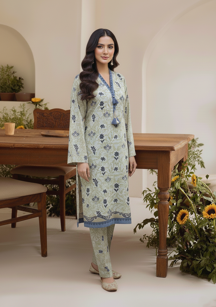 Stitching Cotton Women Pret Printed 3 Piece Khaddar D-01 - Winter Collection