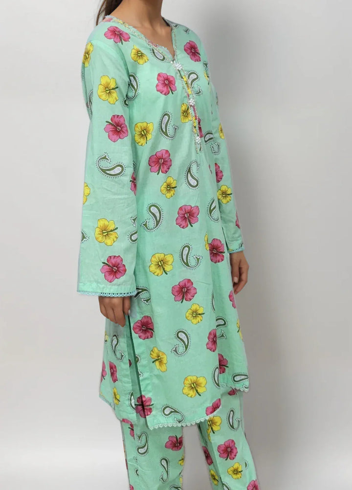 Stitching Cotton Women Pret Pure Cambric 2 Piece Printed Suit D-25 - SummerCollection