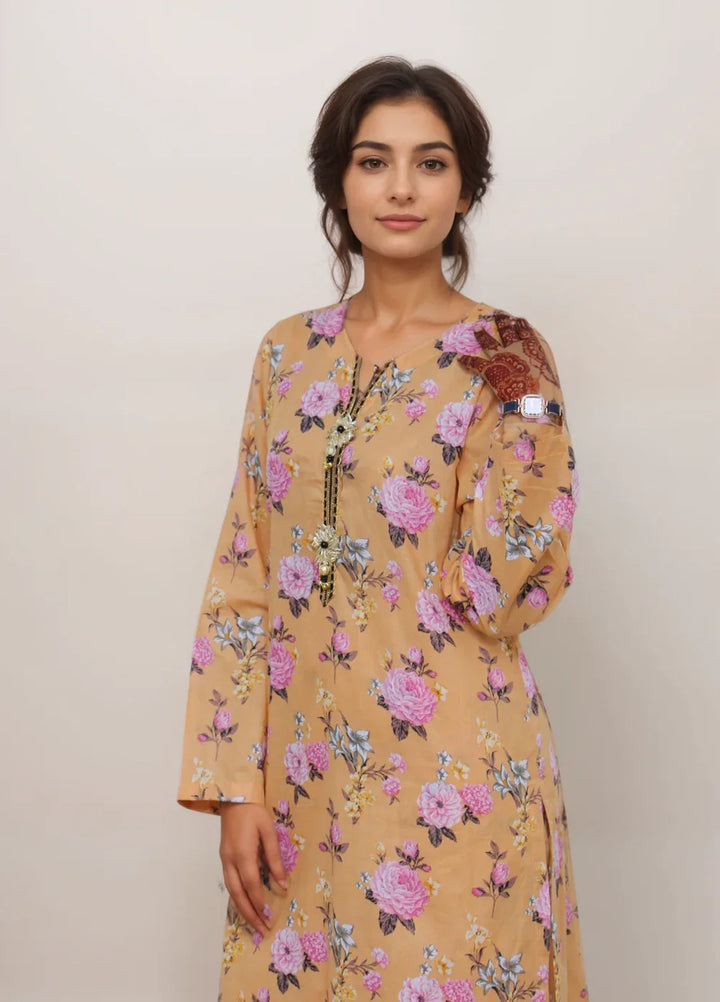 Stitching Cotton Women Pret Pure Cambric 2 Piece Printed Suit D-18 - SummerCollection