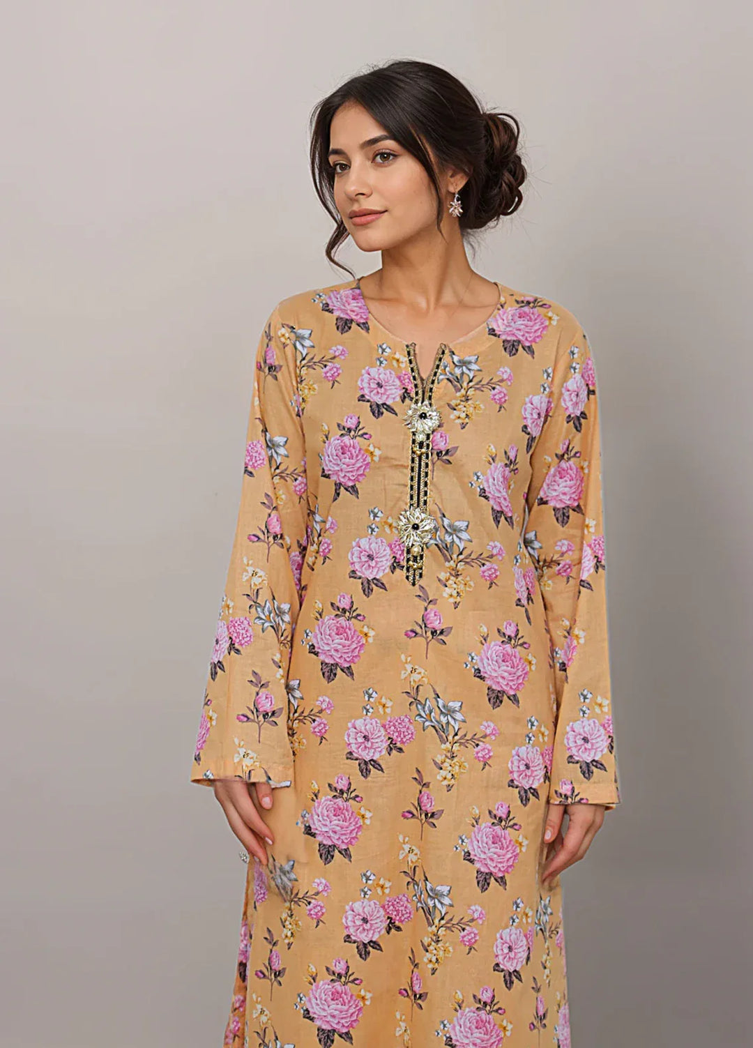 Stitching Cotton Women Pret Pure Cambric 2 Piece Printed Suit D-18 - SummerCollection