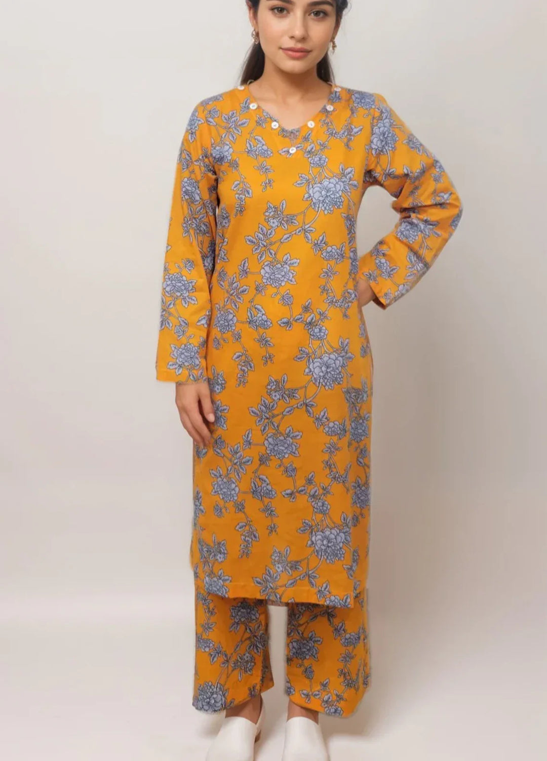 Stitching Cotton Women Pret Pure Cambric 2 Piece Printed Suit D-07 - SummerCollection