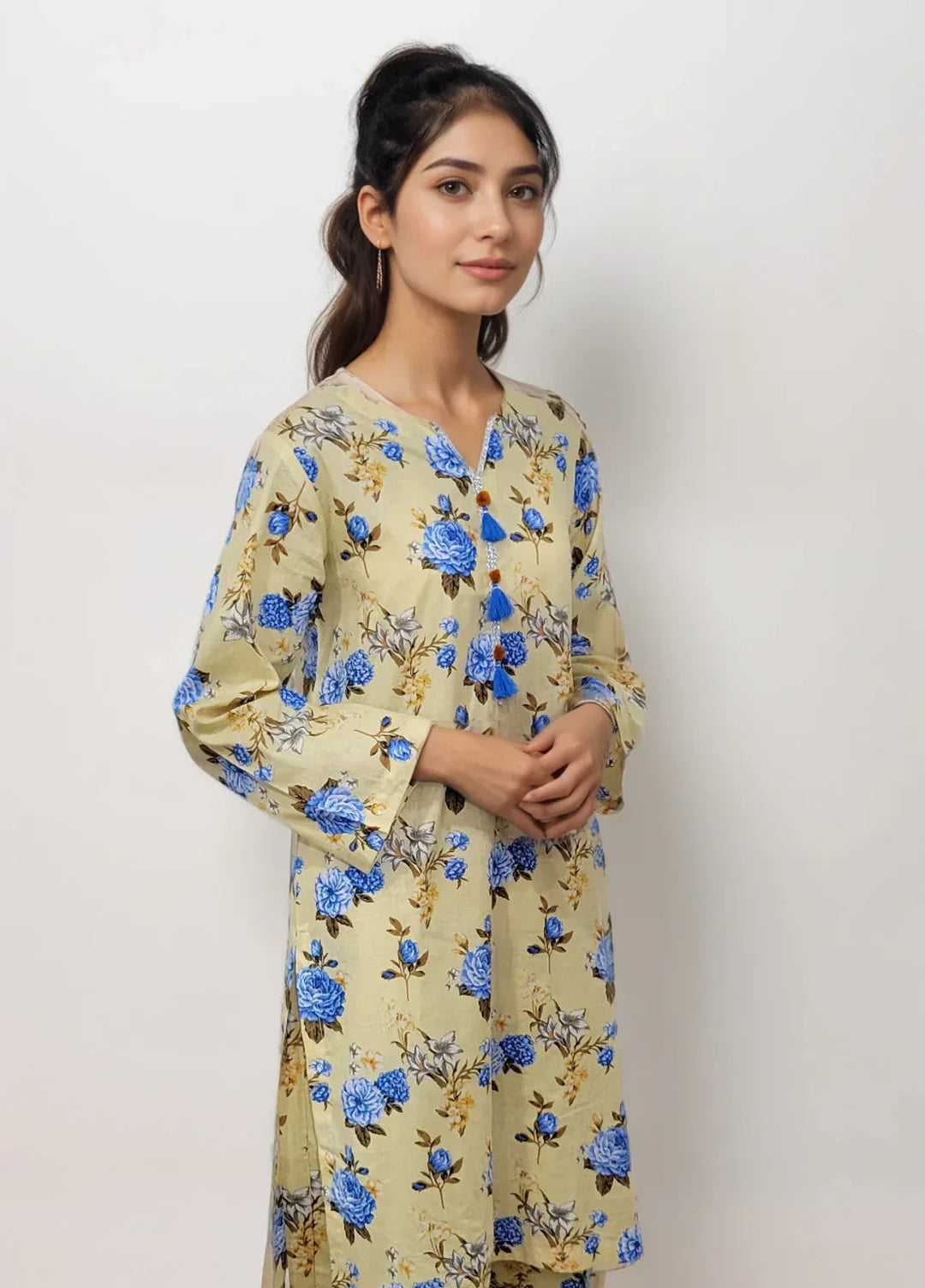 Stitching Cotton Women Pret Pure Cambric 2 Piece Printed Suit D-04 - SummerCollection