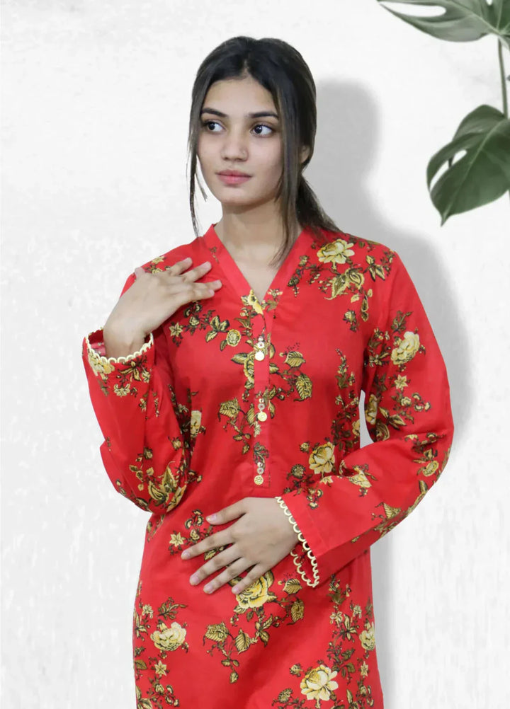 Stitching Cotton Women Pret Pure Cambric 2 Piece Printed Suit D-12 - SummerCollection
