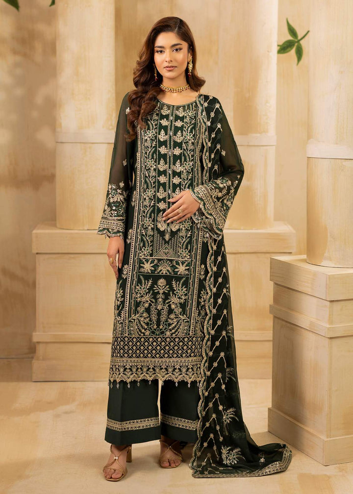 Riwayat by Eileen Pret Embroidered Chiffon 4 Piece Suit C9-Isabela Green - Festive Collection
