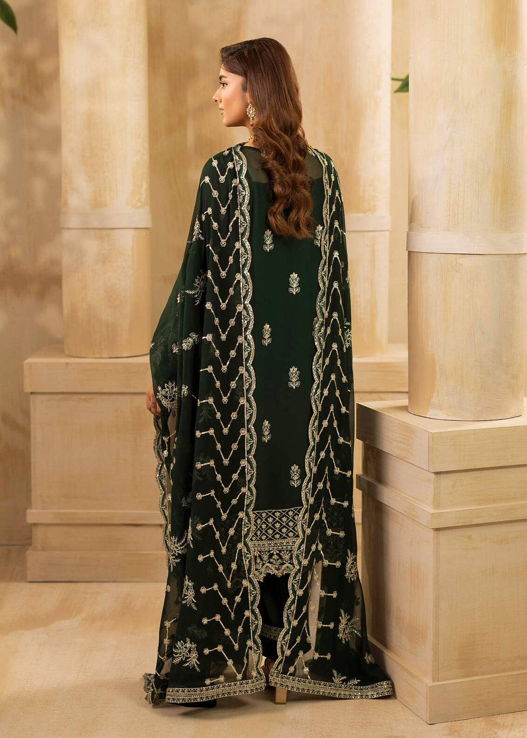 Riwayat by Eileen Pret Embroidered Chiffon 4 Piece Suit C9-Isabela Green - Festive Collection
