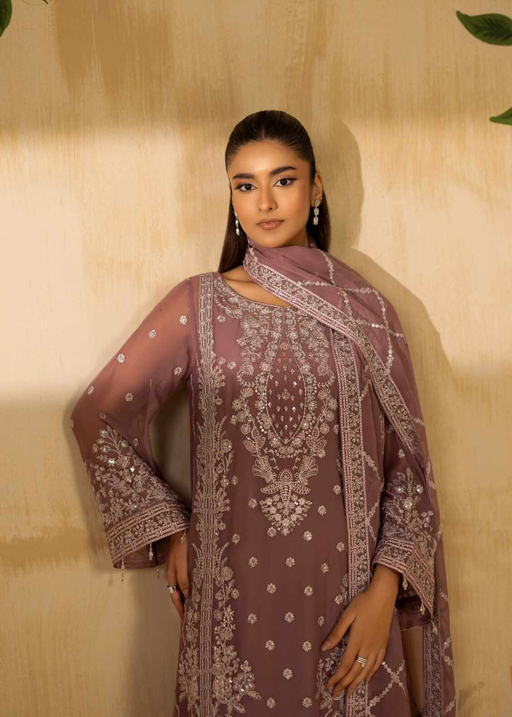 Riwayat by Eileen Pret Embroidered Chiffon 4 Piece Suit C11-Camilla Lilac - Festive Collection