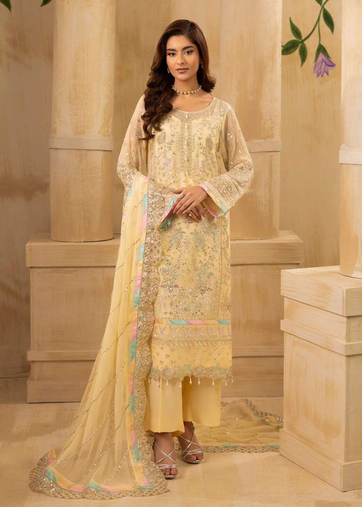 Riwayat by Eileen Pret Embroidered Chiffon 4 Piece Suit C14-Mahrosh Cream - Festive Collection