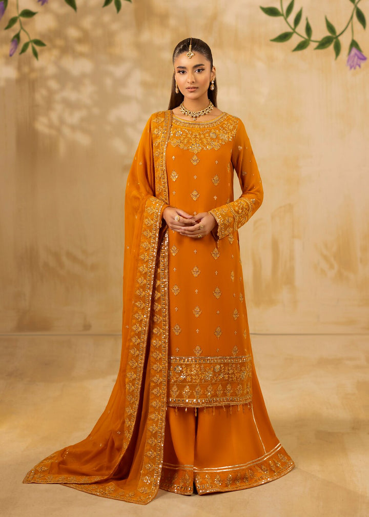 Riwayat by Eileen Pret Embroidered Chiffon 4 Piece Suit C16-Omaira Mahndi - Festive Collection